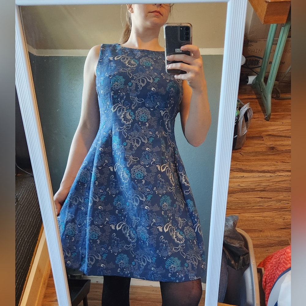 Blue Floral NY&C A-Line Dress Eva Mendes